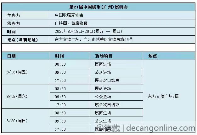 德藏将参展2023年8月18-20日CICE中国钱币(广州)展销会(图3)